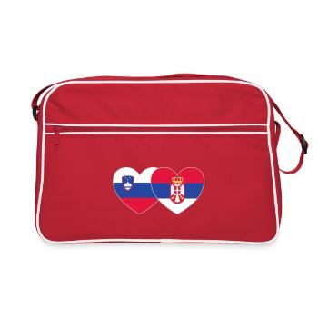 Slovenia Serbia Flag Heart - Retro Bag - red/white - Front