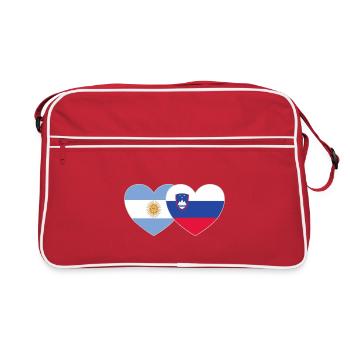 Argentina Slovenia Flag Heart - Retro Bag - red/white - Front