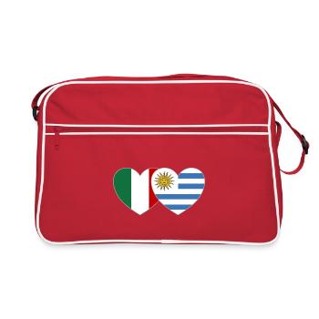Italie Uruguay Drapeau Coeur - Sac Retro - rouge/blanc - Devant