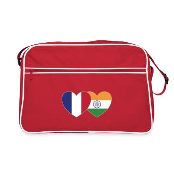 France India Flag Heart - Retro Bag - red/white - Front