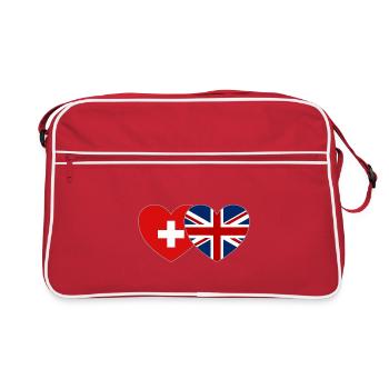 Suisse Angleterre Flag Heart - Sac Retro - rouge/blanc - Devant