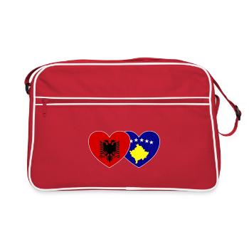 Albanie Kosovo Flag Heart - Sac Retro - rouge/blanc - Devant