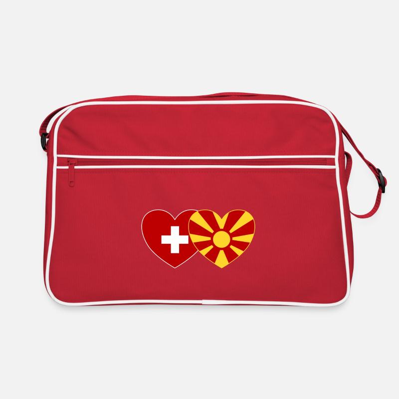 Suisse Macédoine Flag Coeur Sac Retro