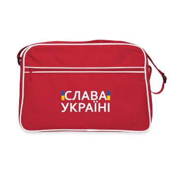 Slava Ukraini wrriten with Cyrillic, Слава Україні - Retro Bag - red/white - Front