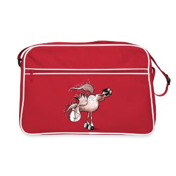 Appaloosa - - Cheval - dessin animé - Sac Retro - rouge/blanc - Devant