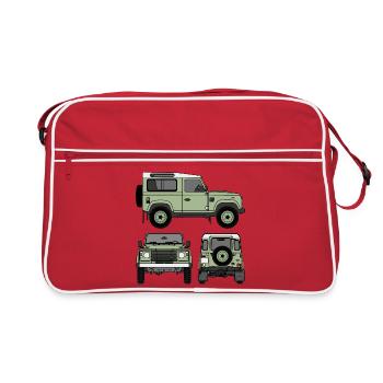 Defender 90 - Côtés - Sac Retro - rouge/blanc - Devant