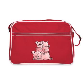 Funny piggy I pig cartoon animal motive - Retro Bag - red/white - Front