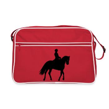 Horses, horse, riding, pony, cowboy, trot, Gallop - Retro Bag - red/white - Front