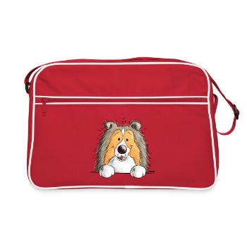 Berger des Shetland Chien - Shetland Sheepdog - Sac Retro - rouge/blanc - Devant