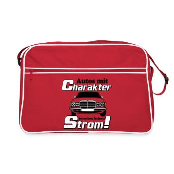 MB W123 , Kult , Autos mit Charakter ...(25) - Retro Tasche - Rot/Weiß - Vorne