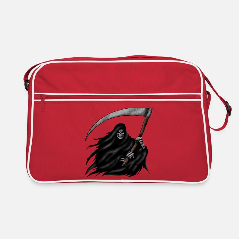 Grim Reaper with Scythe on Black Background Retro Bag