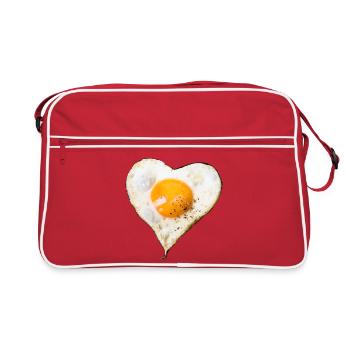 œuf au four mon amour, œuf au plat coeur, œuf au plat - Sac Retro - rouge/blanc - Devant