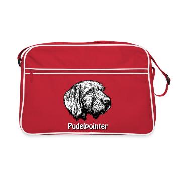 Pudelpointer Portrait - Retro Tasche - Rot/Weiß - Vorne