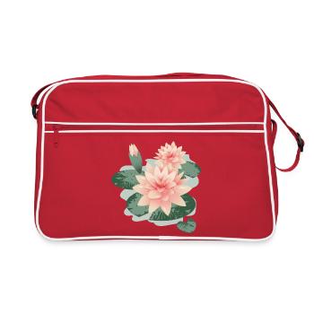 Water lily blossoms with bud in water lily pond - Retro Bag - red/white - Front