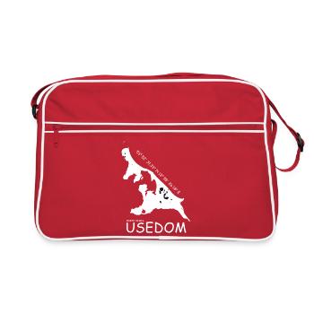 Usedom Koordinaten - Retro Tasche - Rot/Weiß - Vorne