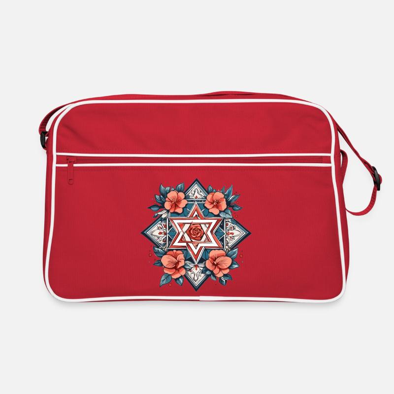 Étoile juive avec des fleurs Sac Retro
