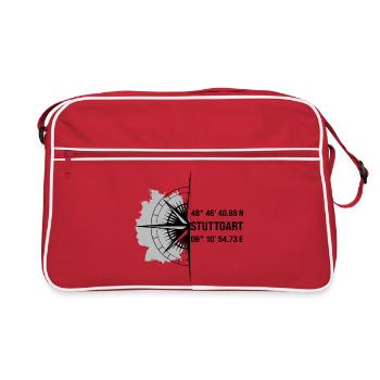 Koordinaten Stuttgart - Retro Tasche - Rot/Weiß - Vorne