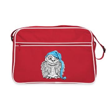 Owl with sleepyhead - Retro Bag - red/white - Front