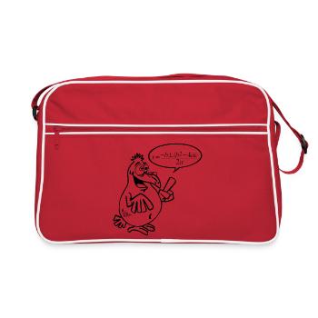 Schwarzer Schlauer Vogel - Retro Tasche - Rot/Weiß - Vorne