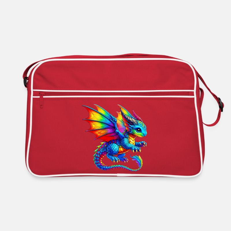 Drache - Retro Tasche - Rot/Weiß