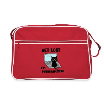Get Lost I'm purrgramming - Retro Tasche - Rot/Weiß - Vorne