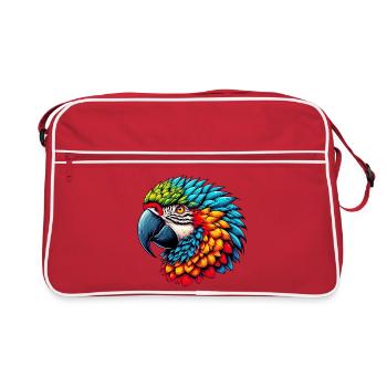 Papagei - Retro Tasche - Rot/Weiß - Vorne