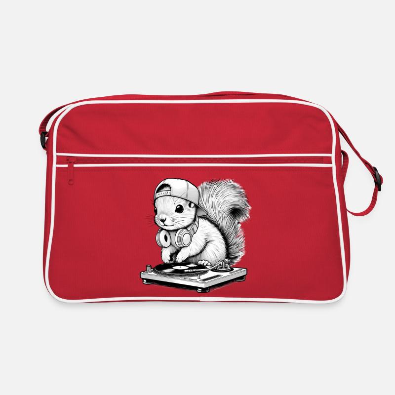 cooles Eichhörnchen-Motiv als DJ mit Kopfhörer Retro Tasche