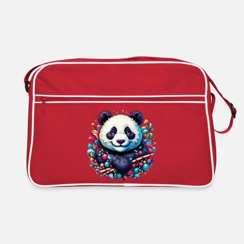 Panda - Retro Tasche - Rot/Weiß