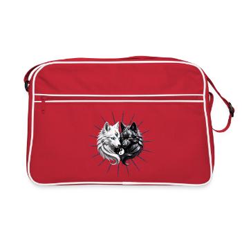 Yin Yang Wölfe. - Retro Tasche - Rot/Weiß - Vorne