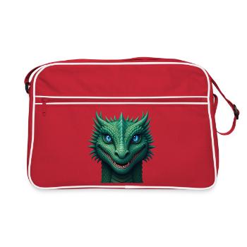 Écusson du dragon d’émeraude - Sac Retro - rouge/blanc - Devant