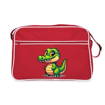 Alligator Crocodile - Retro Bag - red/white - Front
