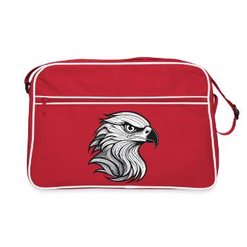 Expressionist eagle head-laying - Retro Bag - red/white - Front