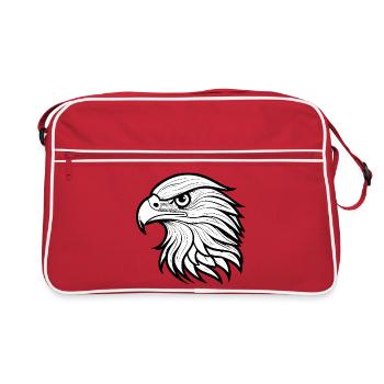 Stylish Eagle Head Illustration - Retro Bag - red/white - Front