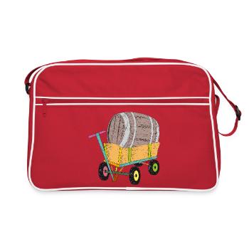 Charrette à bras avec tonneau de bière – Motif amusant de la fête des pères - Sac Retro - rouge/blanc - Devant