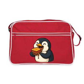 Mignon délice alimentaire de lasagne pingouin - Sac Retro - rouge/blanc - Devant