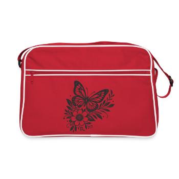 Elegantes Schmetterlings- und Blumendesign - Retro Tasche - Rot/Weiß - Vorne