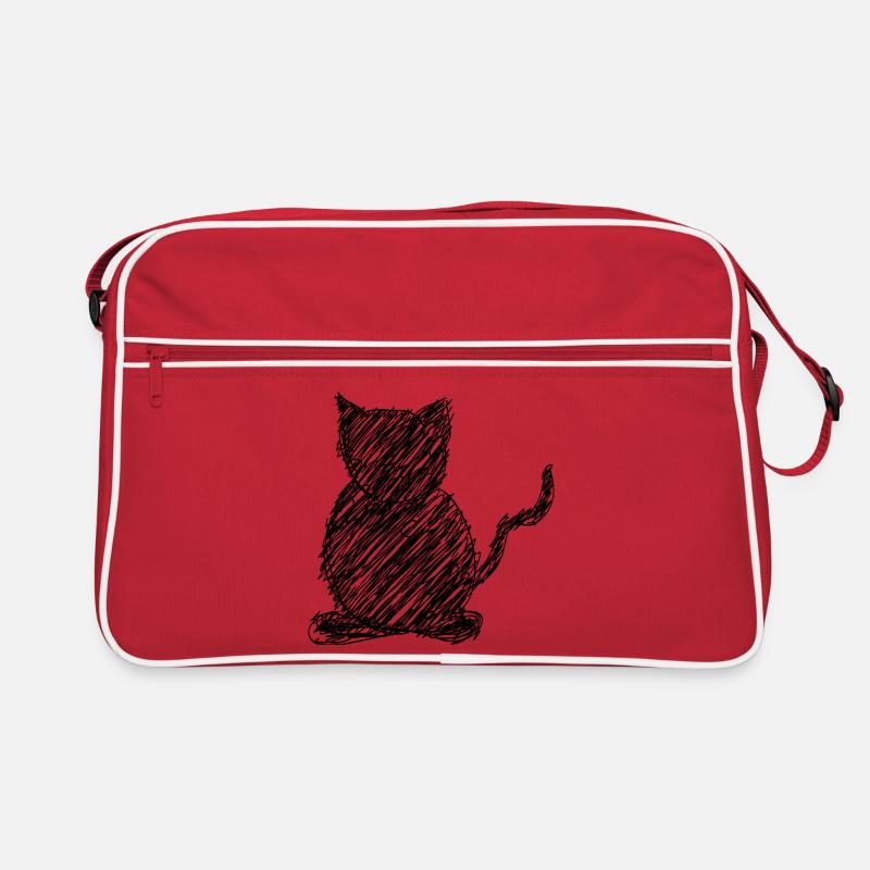 Katze Scribble Zeichnung Tier Geschenk Retro Tasche
