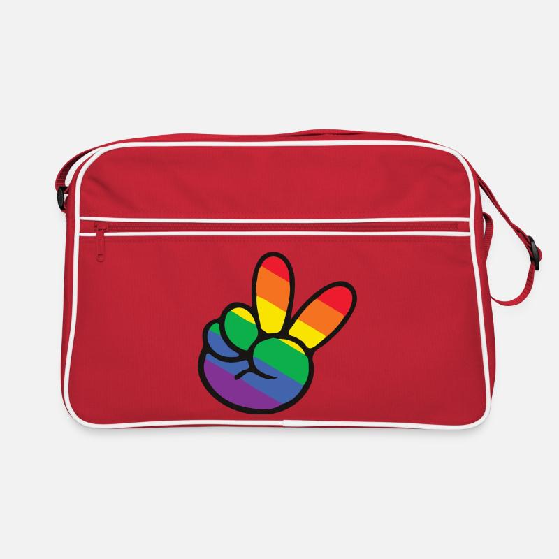 Regenbogen Peace Zeichen Hand Retro Tasche