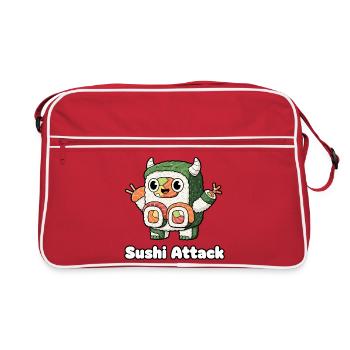 Sushi Attack Monster - Retro Tasche - Rot/Weiß - Vorne