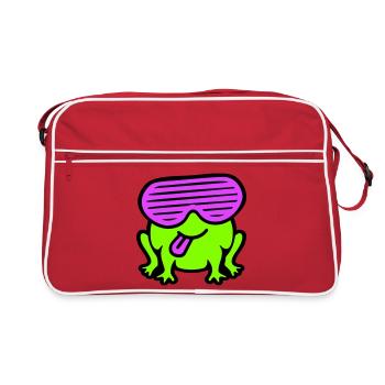 grenouille fête verres fentes langue sortir - Sac Retro - rouge/blanc - Devant