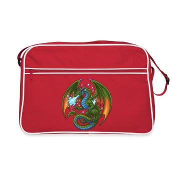 Bleu Vert Dragon Cracheur de Glace - Sac Retro - rouge/blanc - Devant