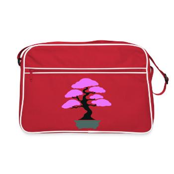 Silhouette de bonsaï à canopée rose - Sac Retro - rouge/blanc - Devant