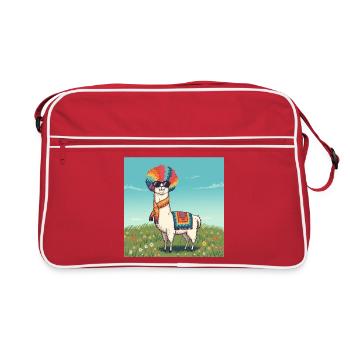 Lama arc-en-ciel funky - Sac Retro - rouge/blanc - Devant