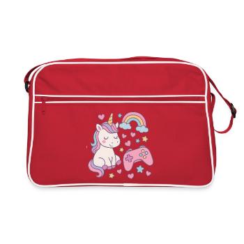 Super cute unicorn with Gaming feel - Retro Bag - red/white - Front