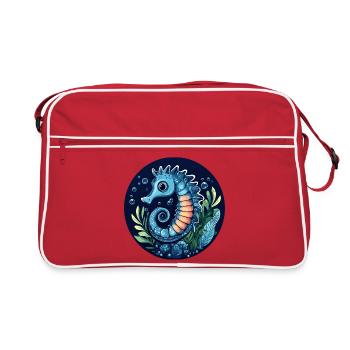 Bleu Hippocampe sous-marin - Sac Retro - rouge/blanc - Devant