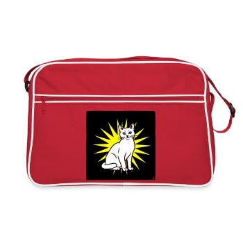 Cool cat in pop art & punk rock style - Retro Bag - red/white - Front