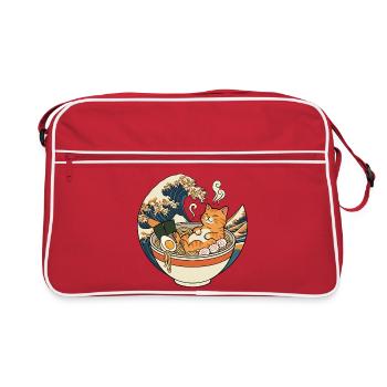 Ramen Katze - Retro Tasche - Rot/Weiß - Vorne