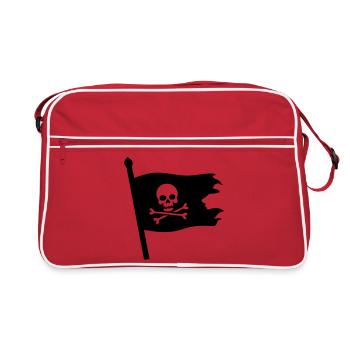Pirate Skull Jolly Roger - Retro Bag - red/white - Front