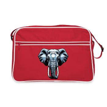 Vecteur tête d’éléphant bleu - Sac Retro - rouge/blanc - Devant