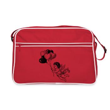 Petit ange mignon avec des ballons en forme de cœur - Sac Retro - rouge/blanc - Devant